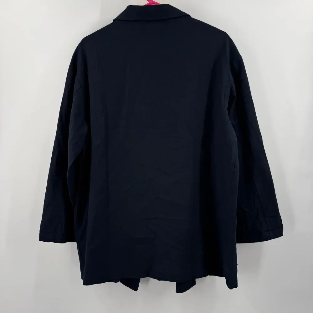 Amadi Anthropologie Blazer Womens Large NWT Navy Kayne Double Breast Linen Blend
